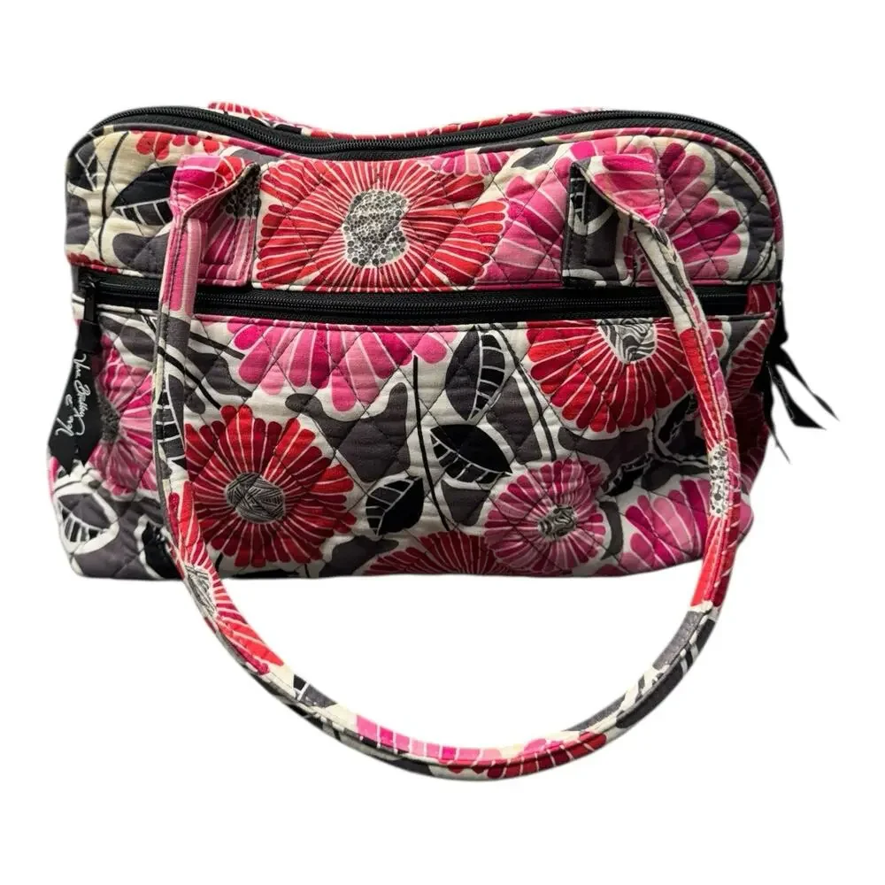 Vera Bradley Cherry Blossoms Red Pink Gray Floral Turn Lock Wristlet & Tote - Picture 9 of 14